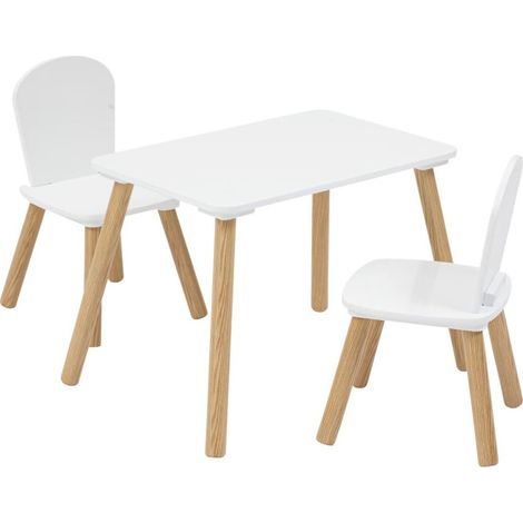 Table Enfant & 2 Chaises "Alex" 58cm Blanc