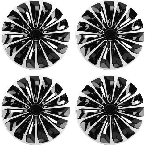 Enjoliveurs de roue 14 pouces, 4 pièces, montage à Clip, Design élégant universel pour pneus de voiture R14, argent noir (1/5)