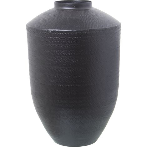 Vase En Aluminium Sculpté Noir °28X40 Cm (1/5)