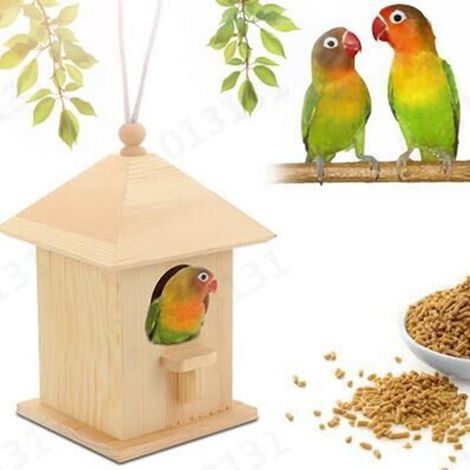 Mangeoire À Oiseaux - Bois De Cèdre Rouge - Toit En Tuiles - Bac Anti-Humidité - Pour Extérieur - 1 Pièce (1/5)