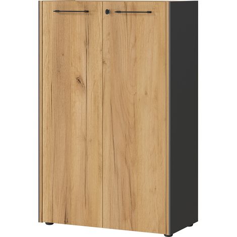 Armoire de bureau contemporaine H 120 cm chêne/graphite Isaya (1/5)
