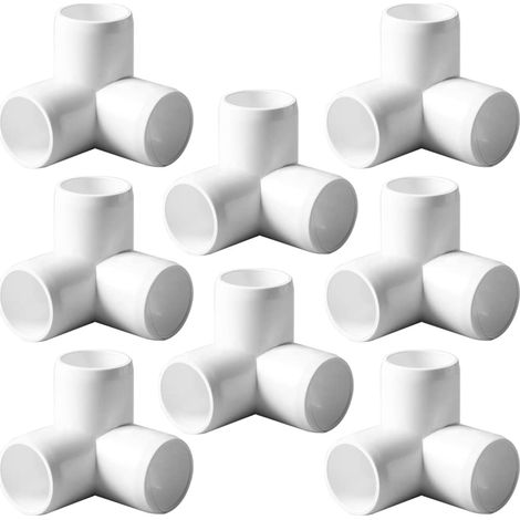 Lot de 8 raccords coudés à 3 voies en T en PVC de 1,9 cm, sortie latérale coudée à 90 degrés, raccords d'angle en PVC pour meubles de construction, serre, abri de jardin, tente (1/5)
