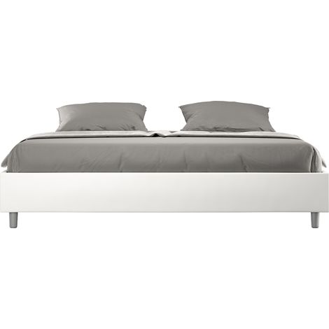 Cadre de lit en simili cuir Agora-Couleur Blanc-180x200-Version coffre de rangement (1/5)