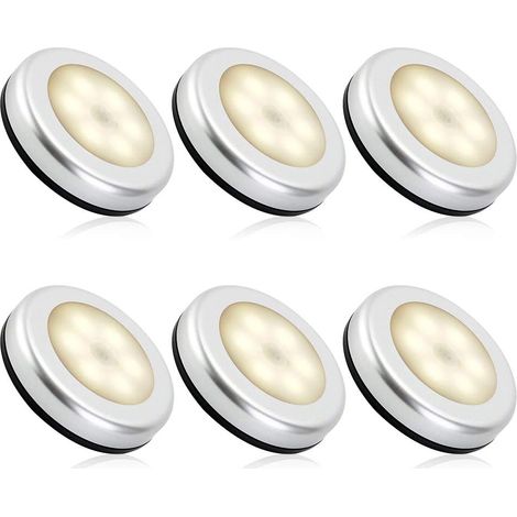 Tinor – Luce notturna da interni con sensore di movimento – Lampada a LED con adesivo 3M – Accensione/spegnimento automatico – Portata 3 m – Illuminazione per scale e armadi (6 pezzi, bianco caldo)