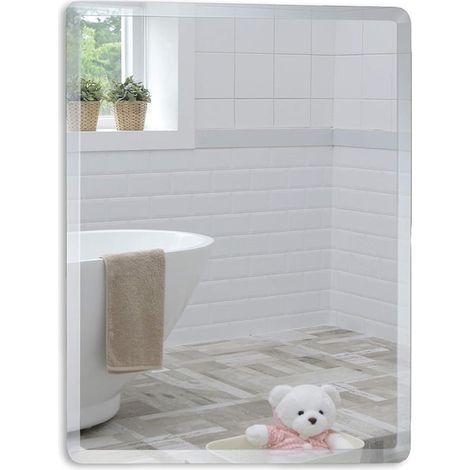 Miroir salle de bain rectangulaire Fixation murale Miroir sans cadre (50cm x 40cm) (1/5)