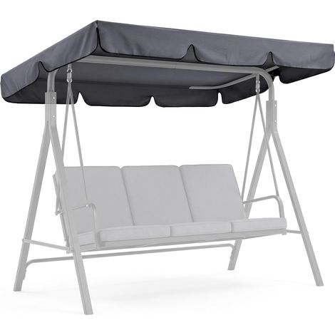 Waterproof Garden Swing Roof Grey (200 x 120 cm) Polyester, Waterproof, Anti-UV, 3 Seater Swing Chair, Easy Installation (1/5)