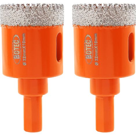 Foret Diamant Trépan Carrelage-2 pièces 32mm avec Tige Triangulaire pour Forage Porcelaine,Céramique,Carrelage,Granit,Marbre, Pierre (1/5)