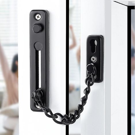 Chaîne de sécurité en acier inoxydable noir avec vis pour porte, idéale pour la maison et l'hôtel. (1/3)