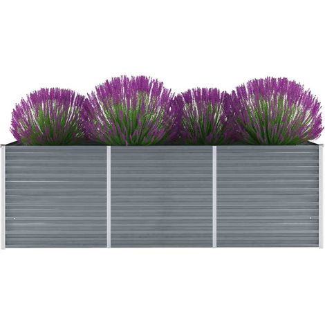 Lit surélevé de jardin-Jardinière surélevée-Bac de jardin surélevé Acier galvanisé 240x80x77 cm Gris (1/5)