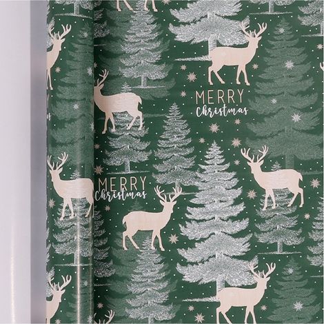 Rouleaux De Papier D'Emballage De Noël Sapin de Noël vert 43 cm X 10Mètres (1/5)