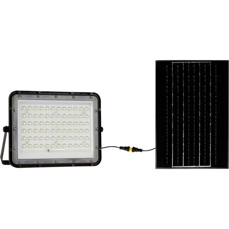 V-TAC VT-120W Spot led noir avec panneau solaire 15W et télécommande Projecteur LED avec batterie remplaçable 4000K Câble 3m - 7826