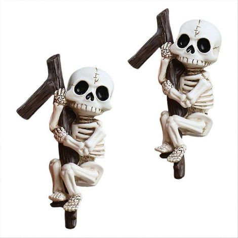 Lot de 2 squelettes décoratifs pour Halloween - pour porche, pelouse, bureau à domicile - et décoration toute l'année (1/5)
