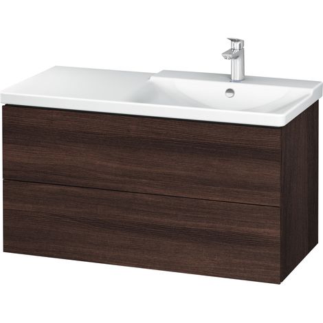 Lavabo Duravit L-Cube Vanity pensile larghezza 1020mm, profondità 481, 2 cassetti, adatto per P3 Comfort Articolo 233410, lavabo a destra, colorazione: Castagno scuro arredamento scuro - LC625205353 (1/4)