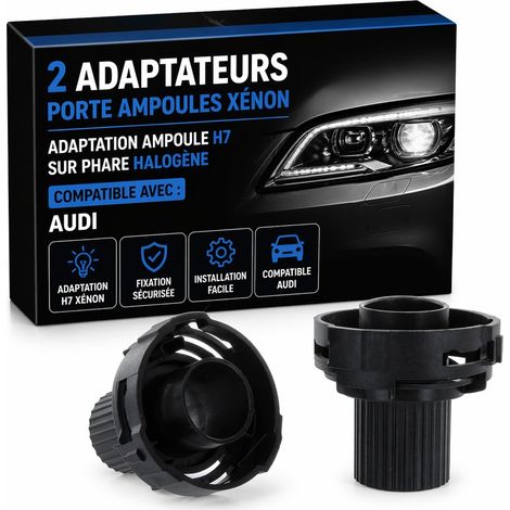 2 Adaptateurs Porte Ampoules xénon compatible avec Audi - ADAPTATION AMPOULE H7 SUR PHARE HALOGÈNE (1/4)