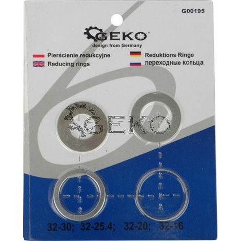 Geko G00195 - Juego de anillos reductores, color gris y plateado
