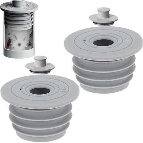 HOXILEELEOJoint di tenuta tubo flessibile del silicone di evacuazione 45-50 mm, anti-odore, con coperchio, grigio, 2 pezzi (1/5)