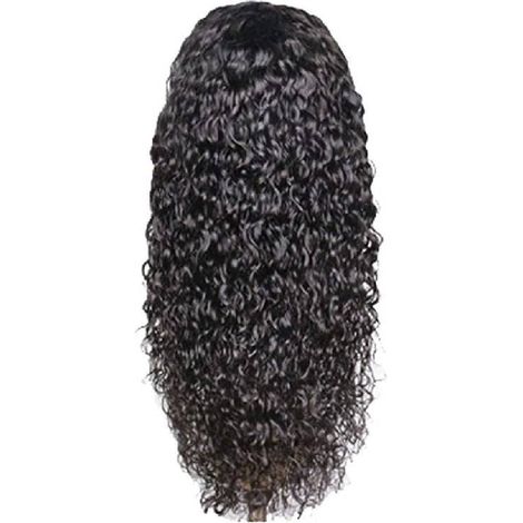 Perruque de 61 cm (24 pouces)- perruque bouclée en cheveux humains pour femme- perruque noire à lace front- perruque suisse à lace front- perruque en cheveux humains- perruque bouclée- noire. (1/5)