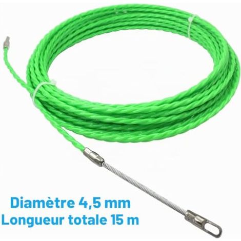 Kit de pose rétractable de câble électrique en polyester de 15 m avec ressort de guidage, diamètre 0,5 cm, vert (1/3)