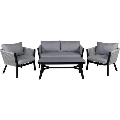 Salon de Jardin "Virya" 150cm Noir & Gris (1/5)