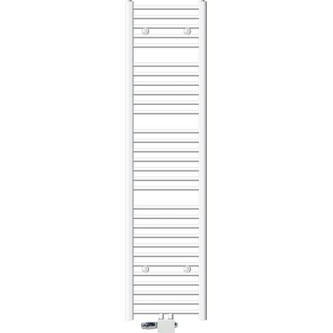 ECD Germany Radiador Toallero de Baño Sahara 400 x 1800 mm Blanco Curvado con Termostato, con Conexión Central Universal a la Pared o al Suelo , Calentador Secador de Toallas, Kit de Montaje Incluído