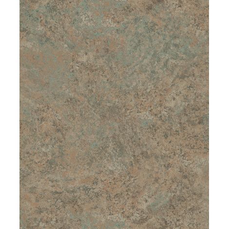 Papier peint effet bronze oxydé cuivre et sauge