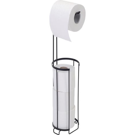 Croydex Free Standing Toilet Roll Holder Black Pedestal Storage Up to 4 Rolls (1/4)