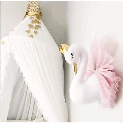 Cygne Mural 3D Objet Decoration Bebe Enfant Chambre Suspension Ornement Fille Anniversaire Cadeau Buste Animaux Deco Rose (1/4)