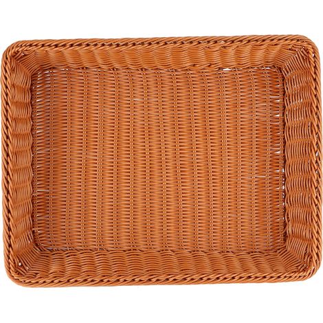 Household Desktop Rectangular Food Bread Fruits Storage Basket for Office RestaurantCoffee Color XL