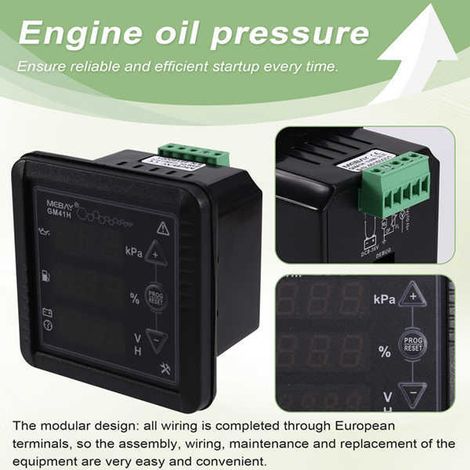 Digitales Anzeigeinstrument für den GM41H-Motor mit Multifunktions-Spannungsanzeige, Öldruckanzeige, Kraftstoffstandanzeige und Batteriespannungsanzeige. (1/4)