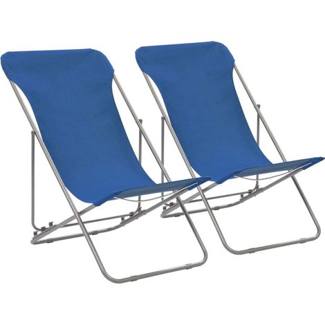 Sillas plegables (2 unidades), acero y tela Oxford azul. vidaXL (1/2)