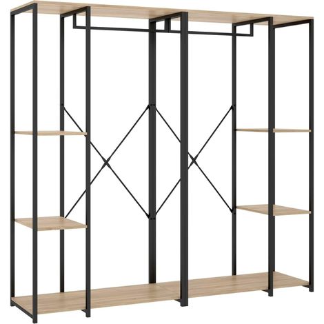 Vestidor modelo Selena acabado natural-negro, 180cm(ancho) 40.4cm(fondo) 167cm(alto).