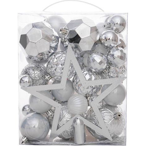 Benutzerfreundliches und effizientes Weihnachtsschmuck-Sortiment mit bruchsicheren Baumspitzensternen für die Heimdekoration (Silber) (1/5)
