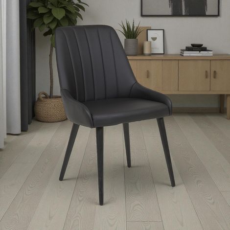 Chaise de salle à manger moderne en PU noir Arizona (lot de 2) (1/5)