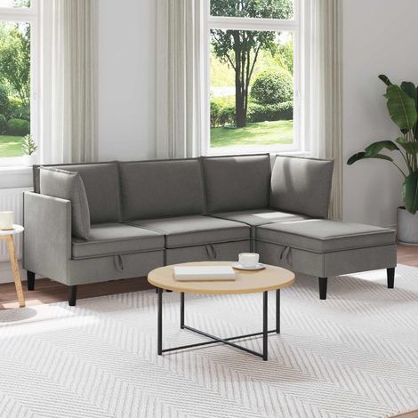 vidaXL Wohnzimmergarnitur 4 pcs Dunkelgrau Stoff (1/5)