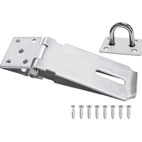 Loquet de porte à cadenas avec vis, 12,7 cm, pour jardin, portail, armoire, crochet, argent
