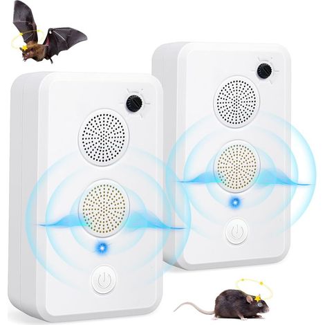 Lot de 4 répulsifs à ultrasons pour chauves-souris, pour grenier et porche. Répulsif électronique rechargeable contre les chauves-souris et autres oiseaux. Idéal pour éloigner les chauves-souris de la