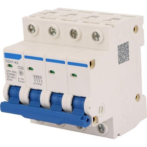 Disjoncteur Miniature,4P 6KA 400V/32A DZ47-63 Protection Contre Les fuites RCCB Disjoncteur à Courant Résiduel,pour la Décoration à la Maison,Construction d'Ingénierie,Résistance à la rouille. (1/5)