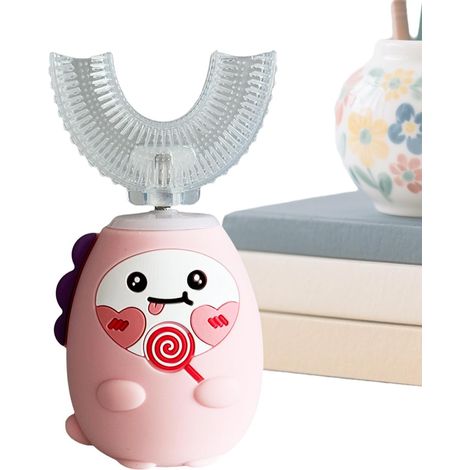 Brosse à dents électrique pour enfants couvrant toute la bouche, en forme de U, avec minuteur à 3 modes et fonction de nettoyage, outil de soin intelligent pour enfants, brosse hygiénique avec poils. (1/5)