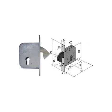 SERRATURA PER PORTE E CANCELLI SCORREVOLI A GANCIO RIENTRANTE 068  mm.50 (06850000)    WELKA