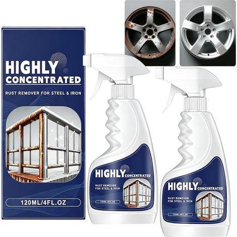 Rostentferner für Metall, 2 Stück Leistungsstarker Rostlöser Spray für Stahl & Edelstahl, Schnelle Rostentfernung Rust Remover Spray Entroster für Auto Werkzeuge Möbel