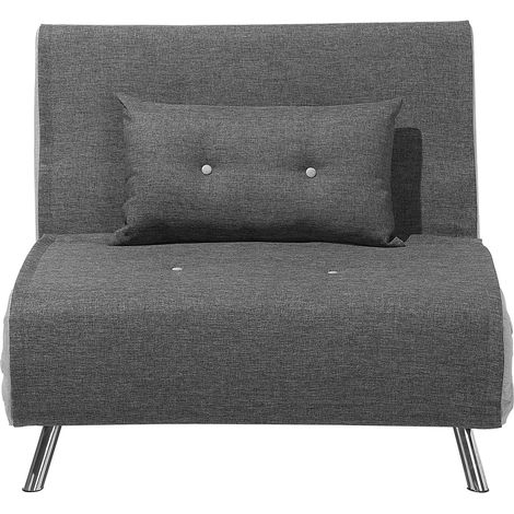 Sofa Bed Grey Fabric Upholstery Single Sleeper Fold Out Chair Bed FARRIS
