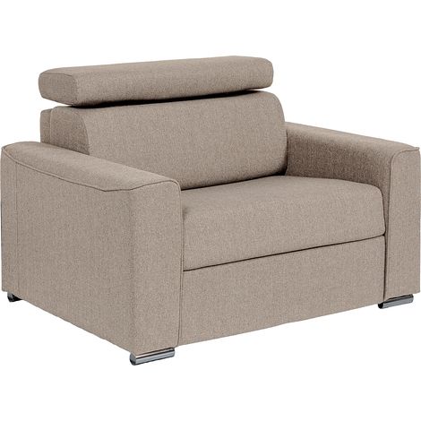 Fauteuil convertible express en tissu beige - Couchage 70 cm - Matelas 18 cm VIZIR (1/5)