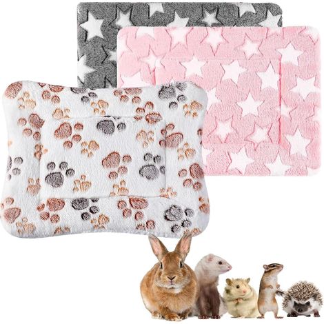 Set of 3 Rabbit, Guinea Pig Rug for Small Animals, 32 x 25 cm Hamster Bed Mat, Warm Soft Fleece Rabbit Bed, Suitable for Hamsters, Rabbits, Chinchillas, etc (1/5)