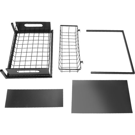 Casier de rangement sous évier 2 niveaux organisateur coulissant pour meuble cuisine et salle de bain métal étagère noir 36 x 27 x 28 cm (1/5)