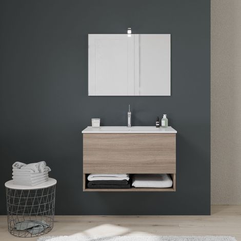 Mobile bagno con cassettone,vano a giorno 80cm quercia naturale  Venezia (1/5)