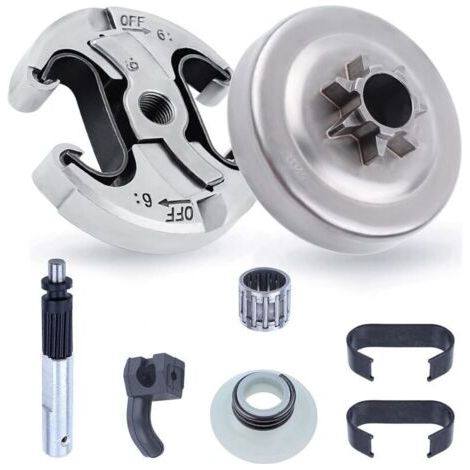 BARKBUSTERS Pignon et Embrayage pour Husqvarna 345 445 340 450, Pignon de Chaîne .325'' pas 6 dents + Tambour d'embrayage + Roulement Pièces de Rechange Tronçonneuse Accessoire Kit 8 en 1 (1/4)