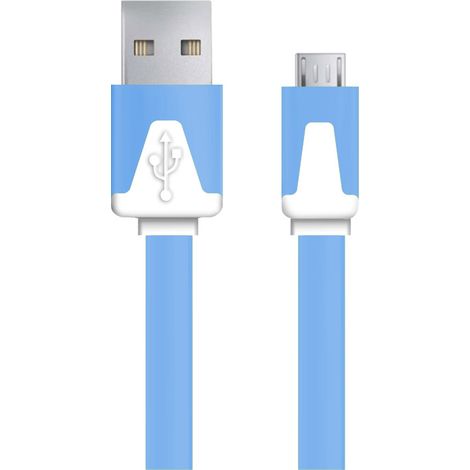 Câble micro USB 2.0 ESPERANZA EB182B A-B mâle/mâle 1,8 m plat bleu (1/2)