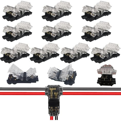 Connecteurs T Tap basse tension Compact Connecteur sans soudure Pas besoin de dénuder les fils Borne du 18 22 AWG 10pcs (1/4)