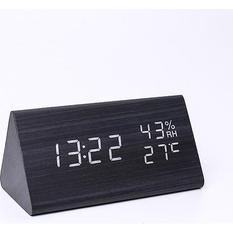 Digitaluhr, Holzwecker mit 2 Weckzeiten, USB-betriebener elektronischer Wecker (1/5)
