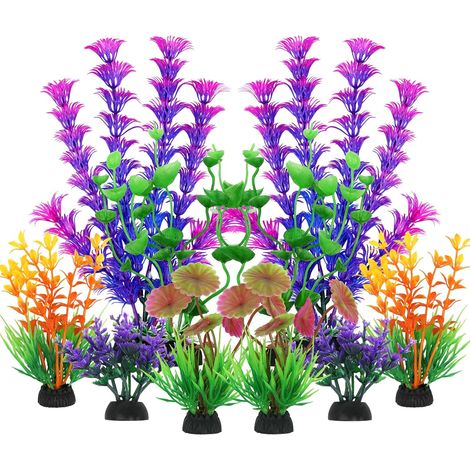 Décorations Aquarium, 10 Pièces Plante Artificielles Décorations Plantes Colorées, Produit Aquarium Accessoires Décor (1/5)